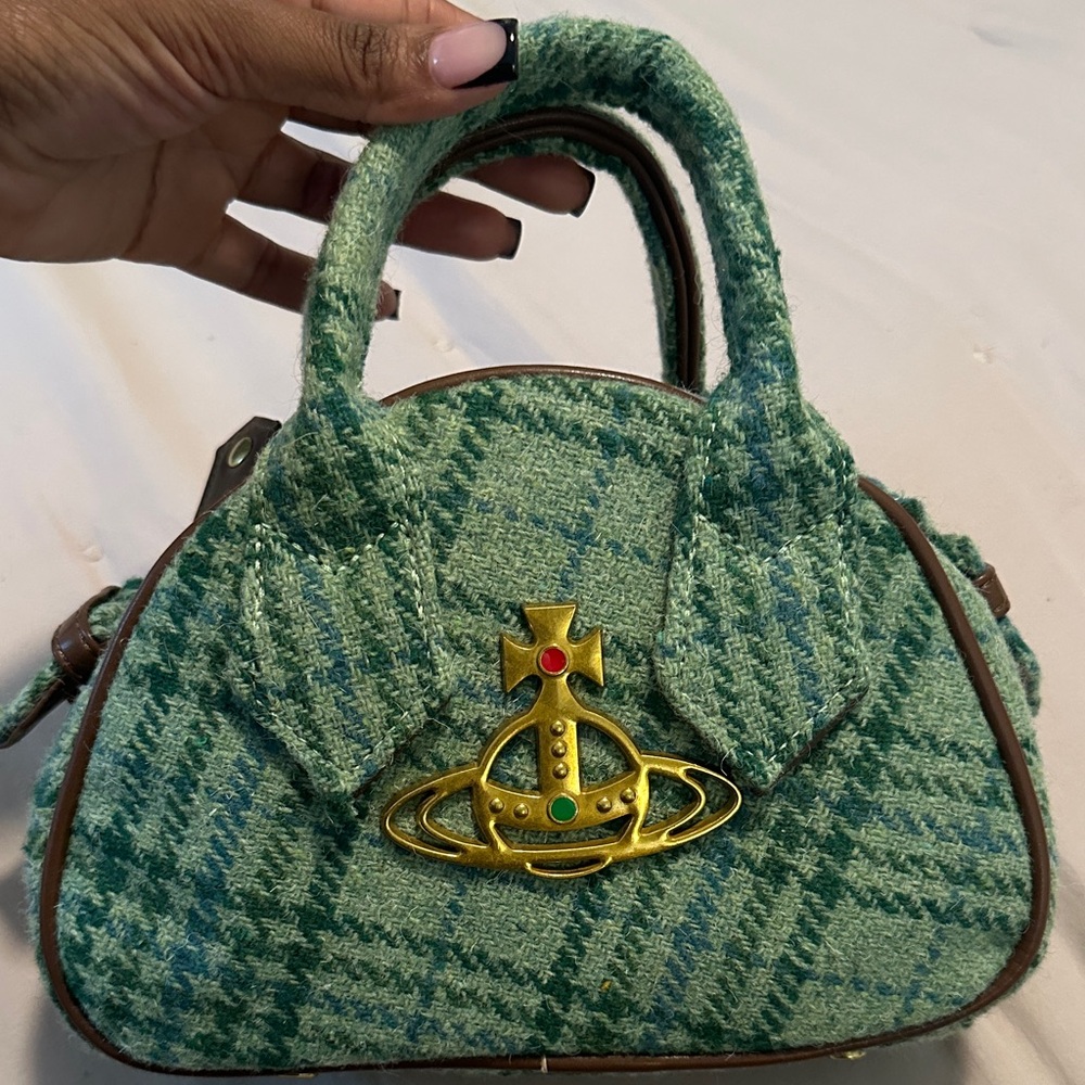 Green Checkered Women's Bag